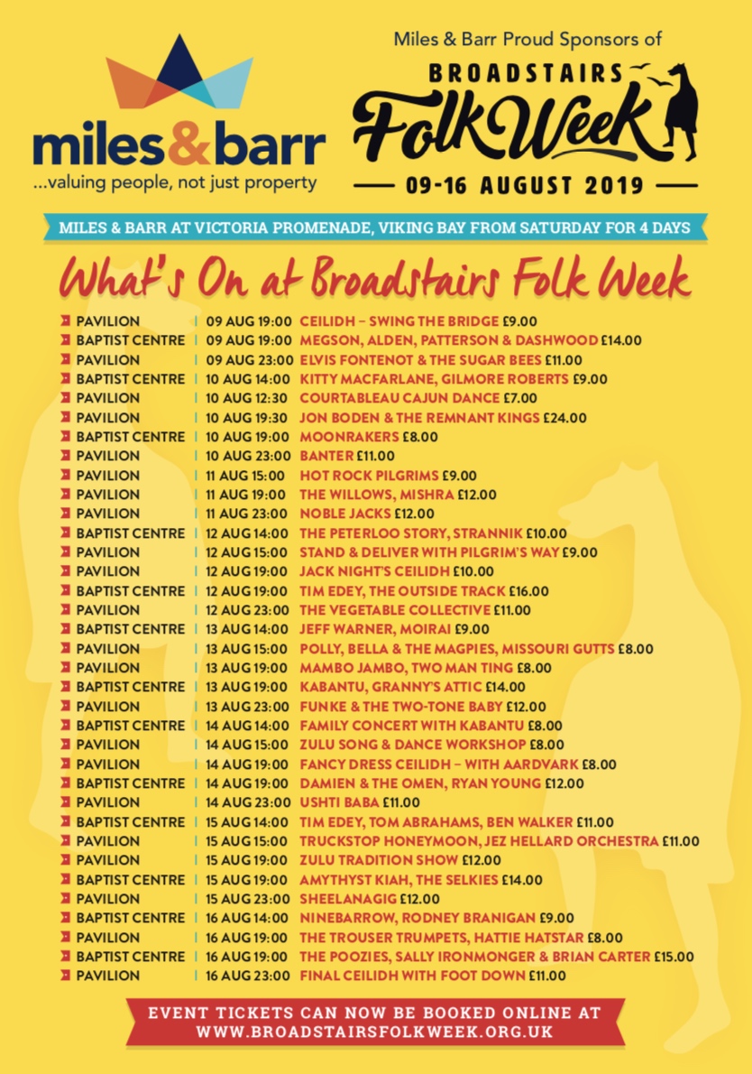 Broadstairs Folk Week 2019 Lineup